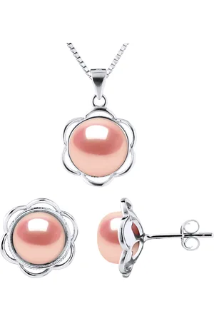 Diadema Versiering ketting en oorbellen PETAL Freshwater Pearl 8-9mm Natural 925