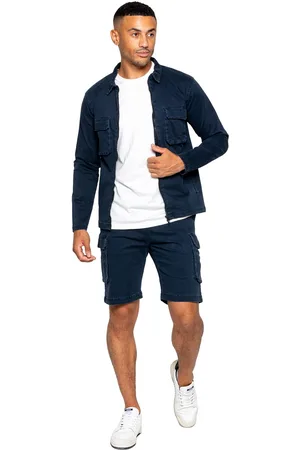 Enzo | Cargo trainingspak voor heren met shorts - marineblauw