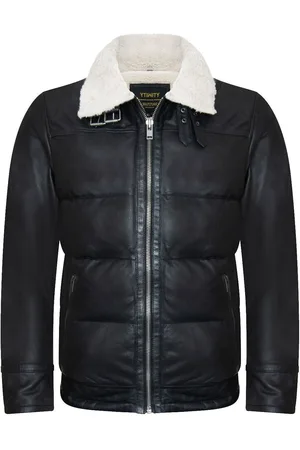 Infinity Heren leren gewatteerde biker pufferjack - Brasilia