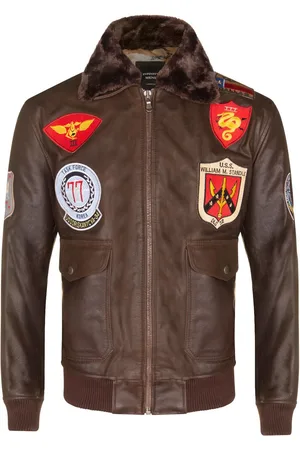 Infinity Leren bontkraag Amerikaanse pilotenbomberjack