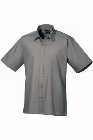 Premier Herenshirt met korte mouwen Popeline (Donkergrijs)