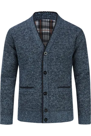 Allthemen Herenvest met opstaande kraag met twee zakken en knopen voor winterblauw