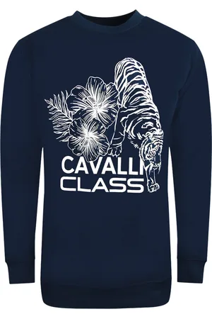 Roberto Cavalli Groot marineblauw sweatshirt met tijgerontwerp