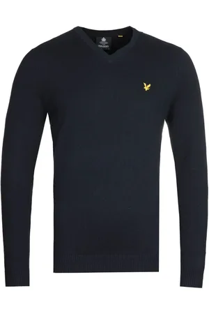 Lyle & Scott V-hals merinokatoen donker marineblauwe trui