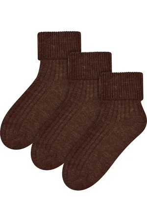 Steven 3 Paar Dames Wol Bed Sokken | Luxe Lichtgewicht Warme Lounge Sokken - Chocolade
