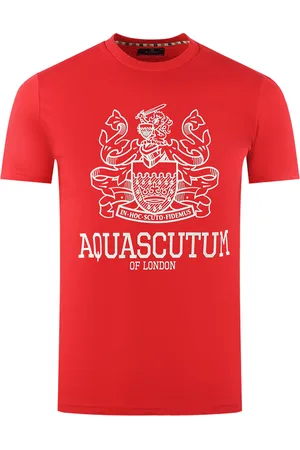 Aquascutum Large Bold London Aldis Brand Logo Red T-Shirt