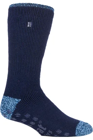 Heat Holders Fleece pantoffelsokken met patroon voor heren - Marine