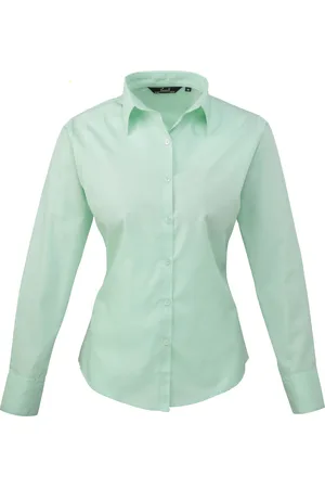 Premier Dames/Dames Popeline Blouse met Lange Mouwen (Aqua)
