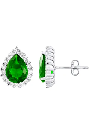 LOVA Oorbellen "smaragdgroene kleuren" Crystal peer en verstelbare zirkoniumoxiden 925 - Paleis