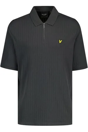Lyle & Scott Gunmetal grijs poloshirt met getextureerde strepen