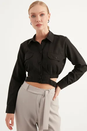 HERITA Kort shirt met plooidetail