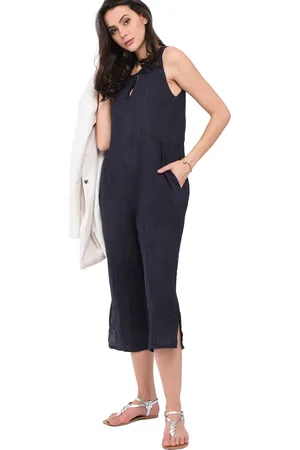 Le Jardin du Lin Ronde waterdruppelkraag Jumpsuit met zakken en opening aan de zijkant van de pijpen