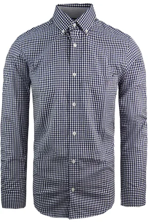 Eden Park Parijs Vichy Heren Blauw Oxford Overhemd