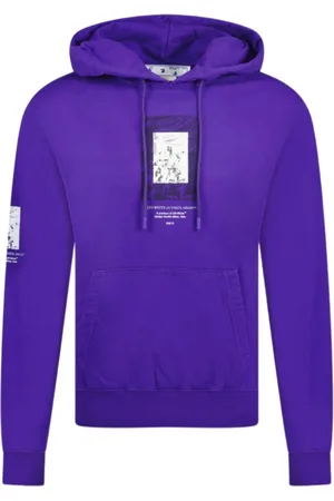 OFF-WHITE Gebroken witte verf spiegellogo slim-fit paarse hoodie
