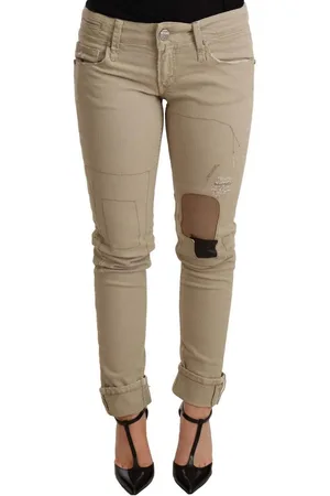 ACHT Denim Katoenen Broekje Met Slanke Pasvorm En Gevouwen Broek