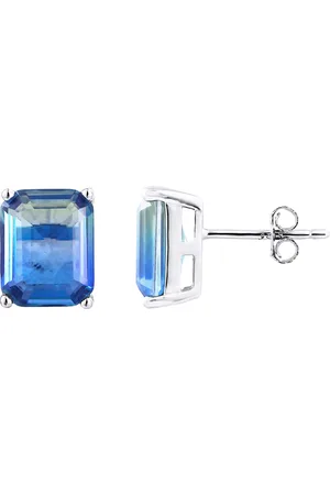 LOVA Solitaire tweekleurige kristallen oorbellen blauw groen 925 - Anais