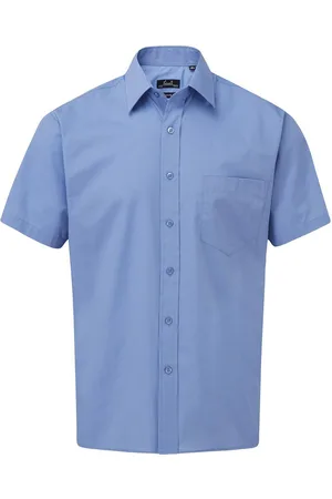 Premier Herenshirt met korte mouwen Popeline (Middenblauw)
