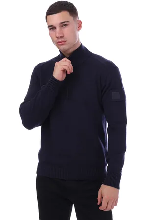 C.P. Company Heren gebreid sweatshirt met halve rits in marineblauw