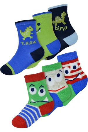 Sock Snob Set van 6 babysokken met monsters dinosauruspatroon voor jongens - Dinosaurus