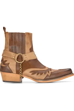 Infinity Heren leren cowboy-enkellaarzen Cubaanse biker Winklepickers Western Country