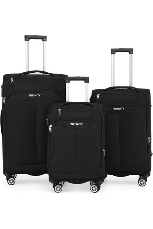 Infinity Zwarte zachte koffer met 8 wielen, reistas, TSA Light handbagage