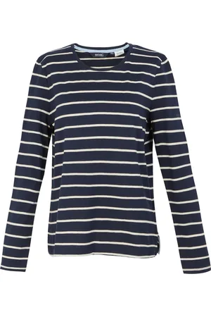 Regatta Dames/Dames Federica II Stripe T-shirt met lange mouwen (Marine / Licht Vanille)