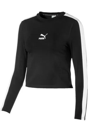 PUMA Womens Classics Long Sleeve Cropped Top Tee 596708 01