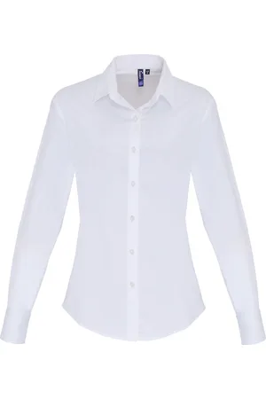 Premier Dames/dames Stretch Fit Poplin Blouse met lange mouwen