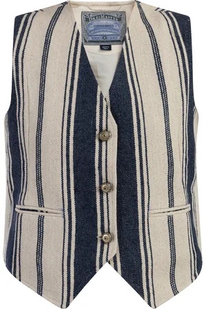 Dreimaster Waistcoat Dames Donker marineblauwe gebroken witte strepen
