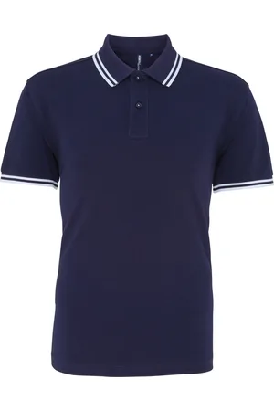 Asquith Heren Klassiek Fit getipt Poloshirt (Marine / Wit)