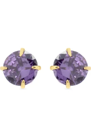 Luxenter Oorbellen, 925 sterling zilver en 18K vergulde amethist zirkonia oorbellen