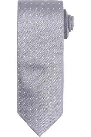 Premier Unisex Micro-Dot Stropdas voor volwassenen (Zilver/Wit)