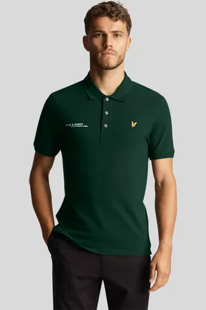 Lyle & Scott Donkergroen poloshirt met gecoordineerde print en korte mouwen