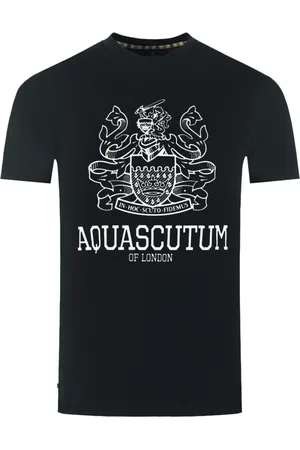 Aquascutum Large Bold London Aldis Brand Logo Black T-Shirt