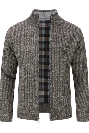 Allthemen Heren grofgebreide ritscardigan met opstaande kraag Winter Pollover gebreid