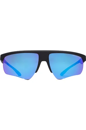 Armani Exchange Zwarte zonnebril met blauwe spiegellens