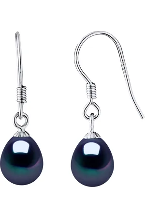 Diadema Oorbellen Hooks Zoetwater Parels 7-8mm Black Pears 925