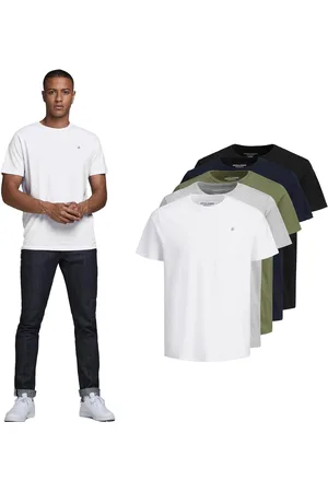 JACK & JONES JACK&JONES Logo Casual Wit T-shirt van zacht katoen met ronde hals en korte mouwen, 5-pack