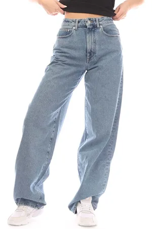 OFF-WHITE Dames Off White Puffy Over Extra Baggy Jeans in Blue