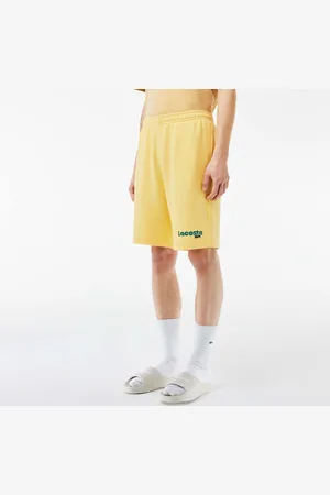 Lacoste Heren Gewassen Effect Bedrukte Fleece Shorts in