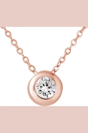 LOVA Solitaire ketting 8 mm zirkoniumoxide Serti Clos Silver Rose vergulde
