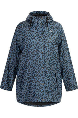 Schmuddelwedda Plus size regenjas met luipaardprint bridgeport Dames Blauw grijs zwart Leeuw