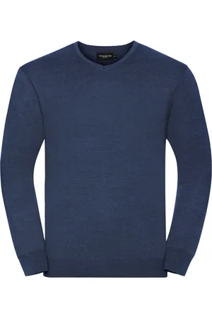 Russell Athletic Russell Collectie Heren V-Hals Gebreide Trui (Denim Marl)