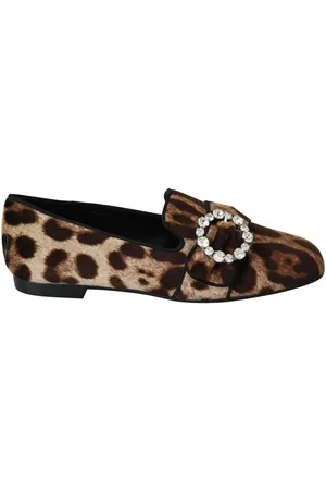 Dolce & Gabbana Luipaard Print Crystal Loafers Flats