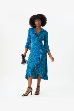 Gini London Wikkeljurk met ruches en dierenprint