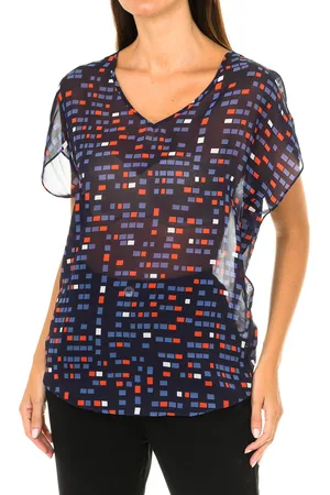 Emporio Armani Damesblouse met korte mouwen en V-hals 3Y5H65-5NTAZ