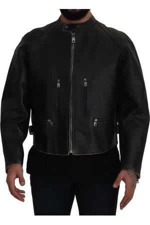 Dolce & Gabbana Leren bikerjas met rits