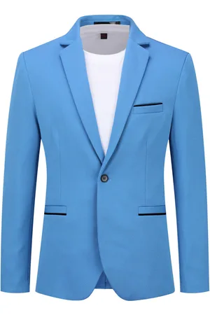 Allthemen Heren colbert slim fit jas zakelijk dagelijks blazer hemelsblauw