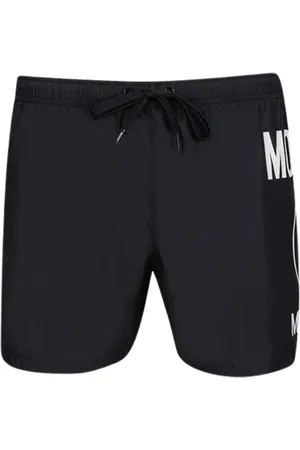 Moschino Grote ronde zwarte zwemshort met Milano-logo