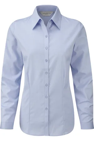 Russell Athletic Russell Dames/Dames Visgraat Werkshirt met lange mouwen (Lichtblauw)